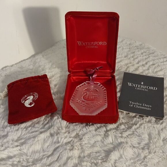 Vtg Waterford Crystal 12 Days Of Christmas " Seven Swans a Swimming" Ornament - Picture 4 of 4
